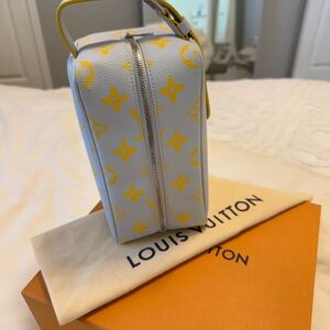 Louis Vuitton White & Yellow Monogram Cosmetic Case with Top Handle